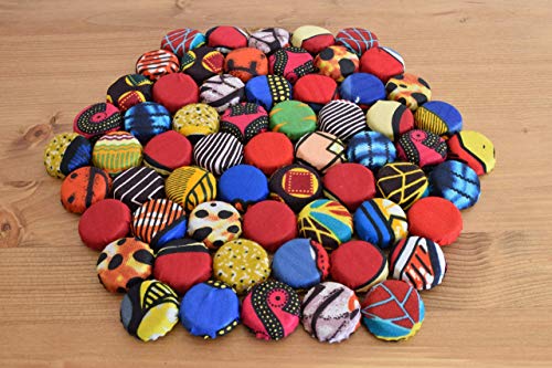 TEMBO AFRICA Handcrafted Trivet made of recycled bottle caps 10 Inches large Multicolored Handmade From Africa