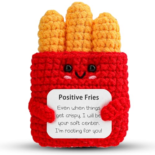 Image of Hoedia Emotional Positive Fries Crochet Gifts: Birthday Gifts for Friend Women Sister Coworkers- Cheer Up Cute Funny Knitted Fries Christmas Stocking Stuffers