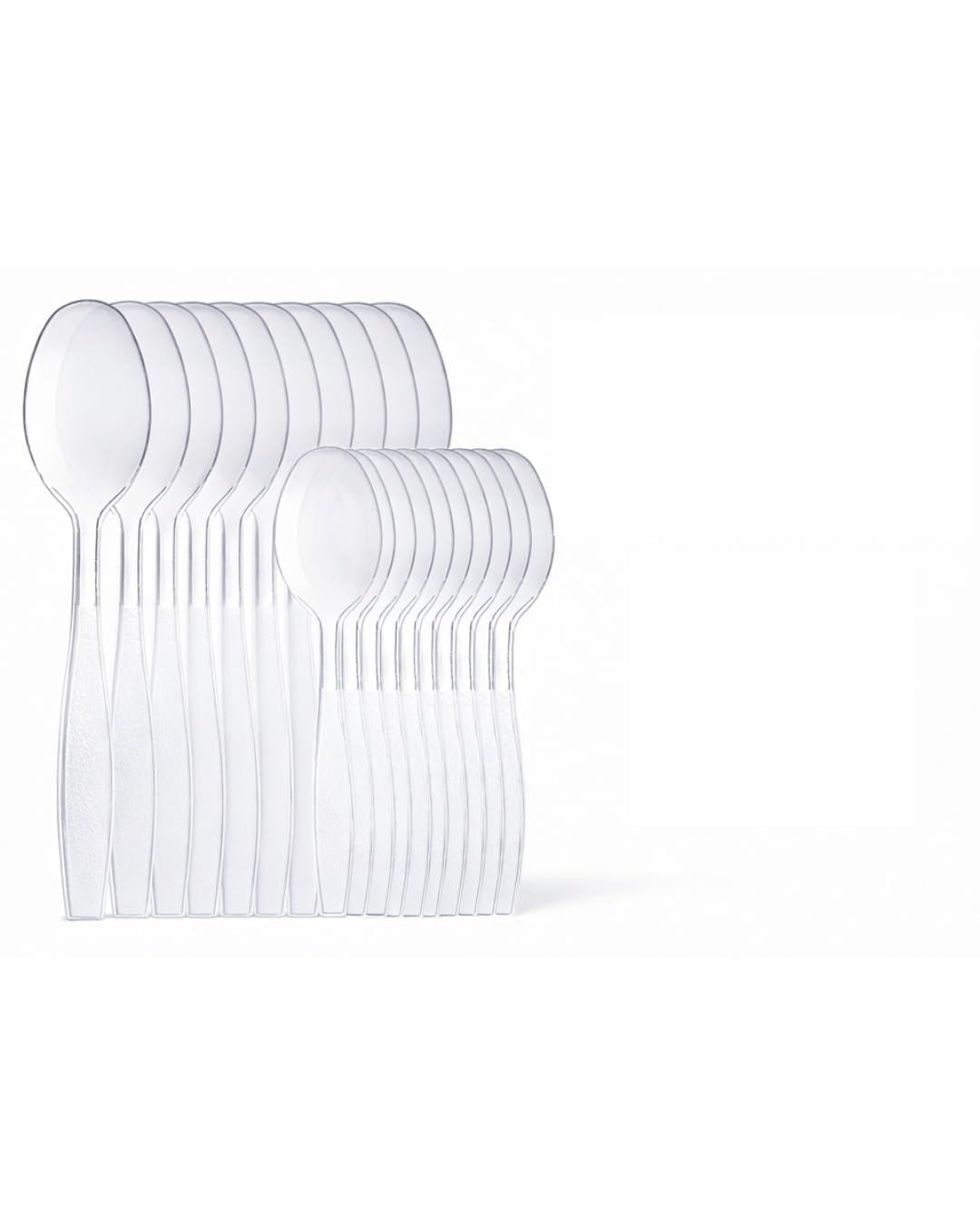 Pack of 50 Clear Heavy Duty Spoons – Tableware – Strong Cutlery Ideal for Parties, Picnics, BBQs, Events, Lunchboxes & Everyday Use
