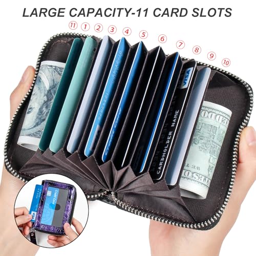 Image of Credit Card Wallet, RFID Card Case Wallet, Zipper Card Cases Holder for Men Women, RFID Blocking, KeyChain Wallet, Compact Size Card Organizer Case for Women