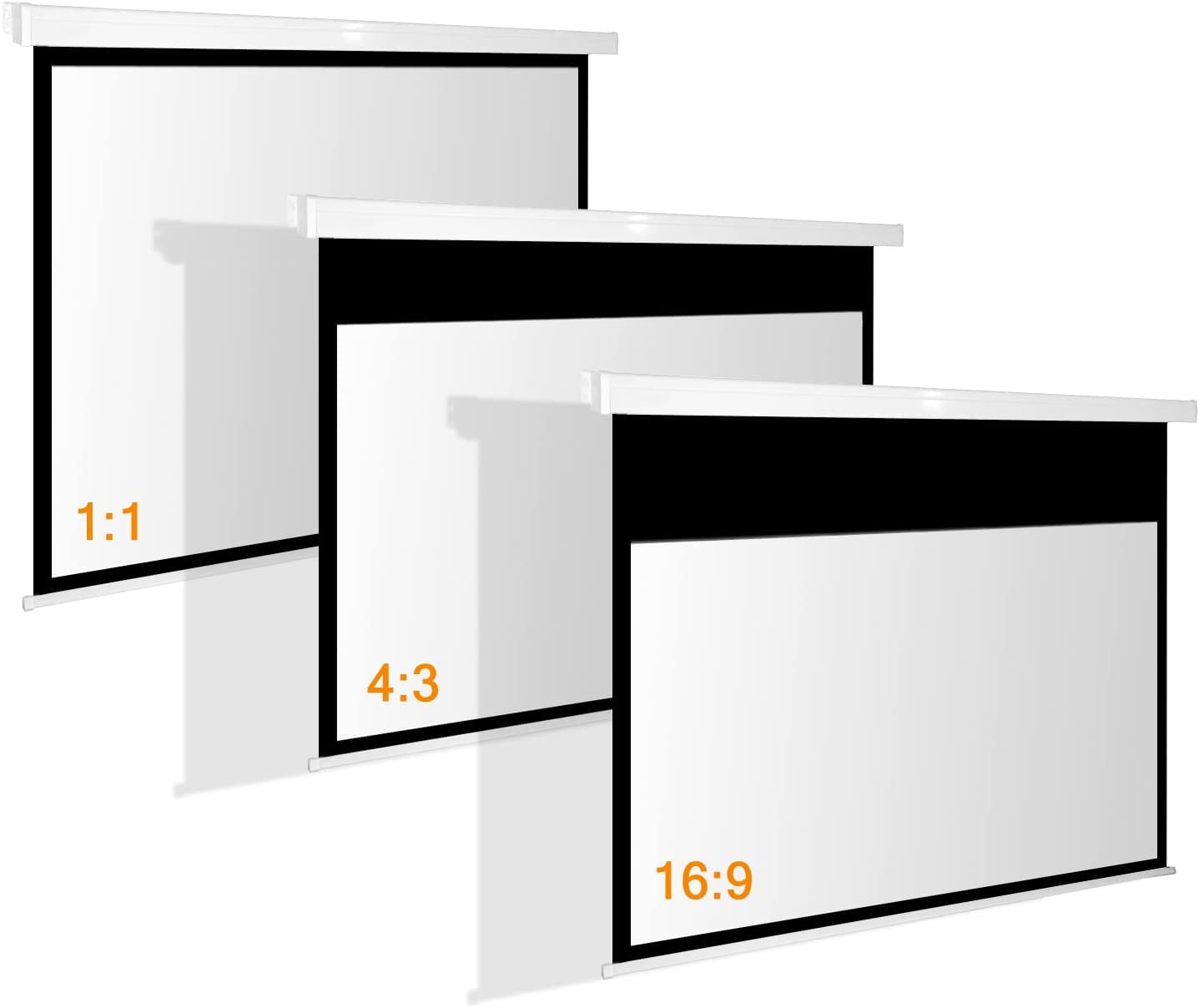 Home Theatre & Business - Schermo per videoproiettore universale, 180 x 180 (176 x 176) cm, lunghezza alloggiamento 207 cm, 1:1, HDTV/Full HD, 3D, 4K, alloggiamento quadrato, 1,0 gain/collegamento di