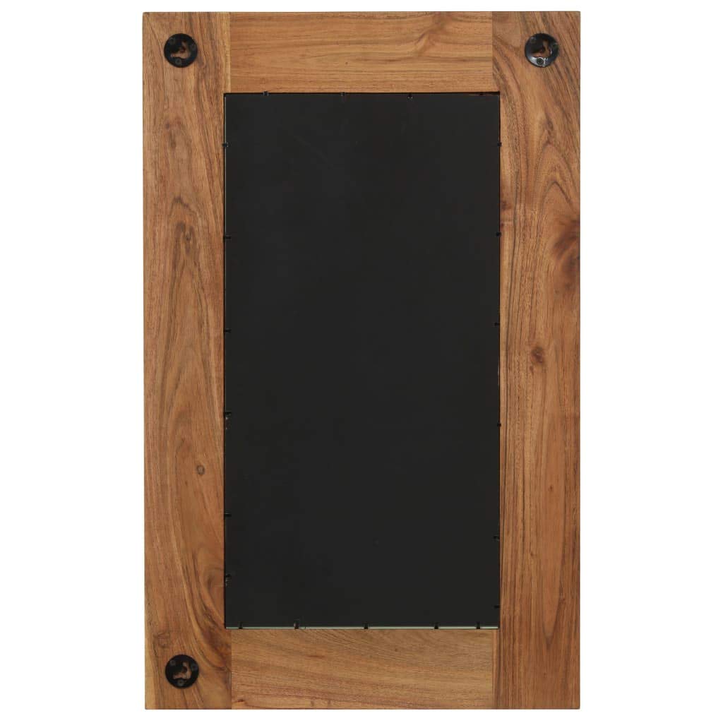 Lustro ścienne z litego drewna akacjowego, 50 x 80 cm, z elementami dekoracyjnymi, do salonu i łazienki, polerowane, lakierowane, trwałe
