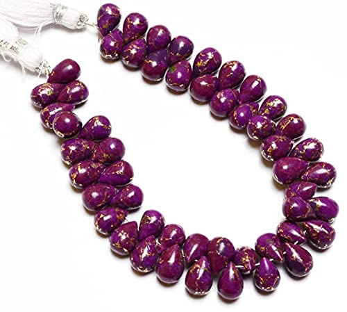 Perles briolettes en turquoise violette naturelle et cuivre pour bijoux artisanaux