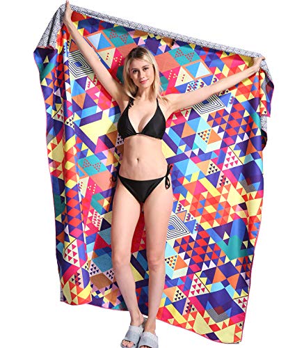 Telo Mare Gigante in Microfibra Antisabbia per Doppio Coppia Matrimoniale, 183x183cm, Sottile Pareo Teli Asciugamano Mare per Uomo Donna, Asciugamano da Spiaggia One Piece, Fantasia Geometria