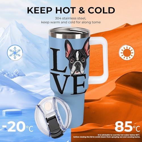 Taza de viaje de Boston Terrier para café sobre ruedas y aventuras diarias 4