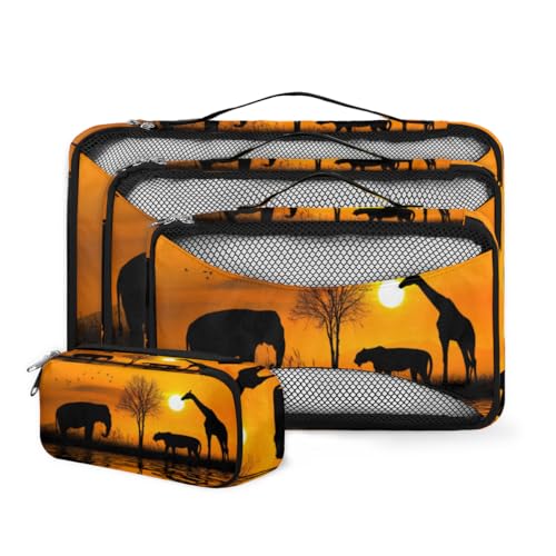 African Safari Animal Silhouette Packing Cubes Set (4 Sizes)