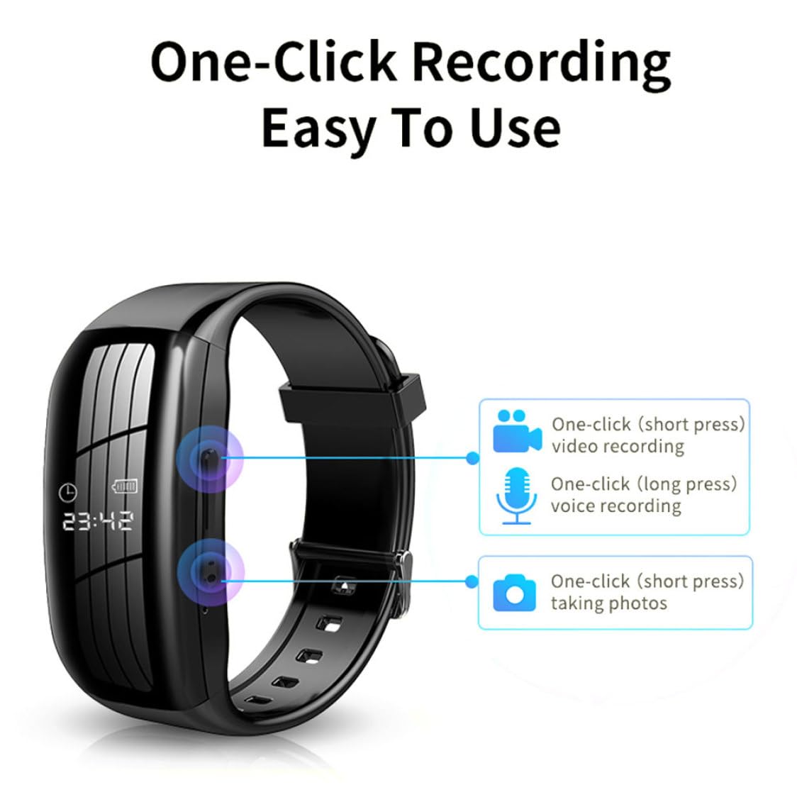 Grabadora de vídeo por Voz Digital, cámara de Audio 8G, Pulsera, Dispositivo de grabación con cancelación de Ruido