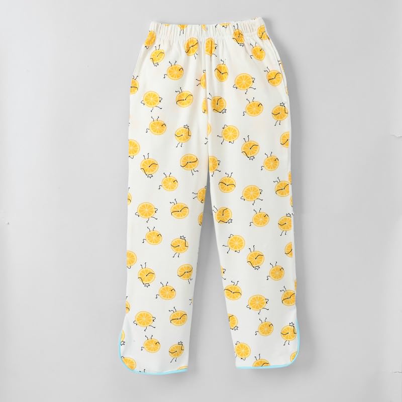 Image of Girls Premium Cotton Full Sleeves Printed Nightsuit Set | Collar Style Night Dress for Girls | Soft & Breathable Pajama Set | Trendy Kids Sleepwear & Nightwear
