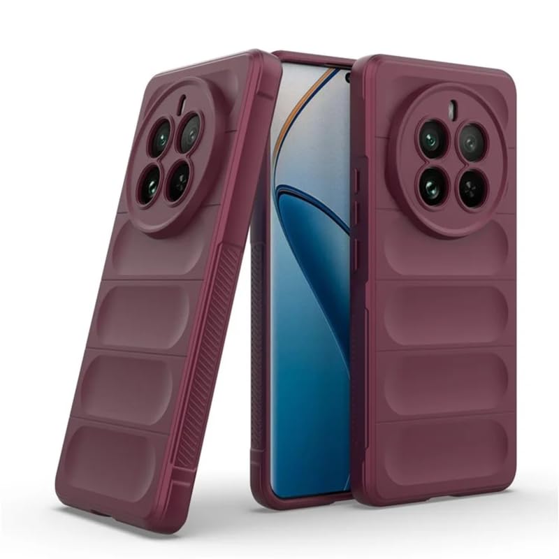 Image of Back Case Cover for Realme 12 Plus 5G, Compatible for Realme 12 Plus 5G Back Case Cover,Matte Case with Inner Lining, Liquid Silicon Magic Case with Camera Protection (TPU, Plum)