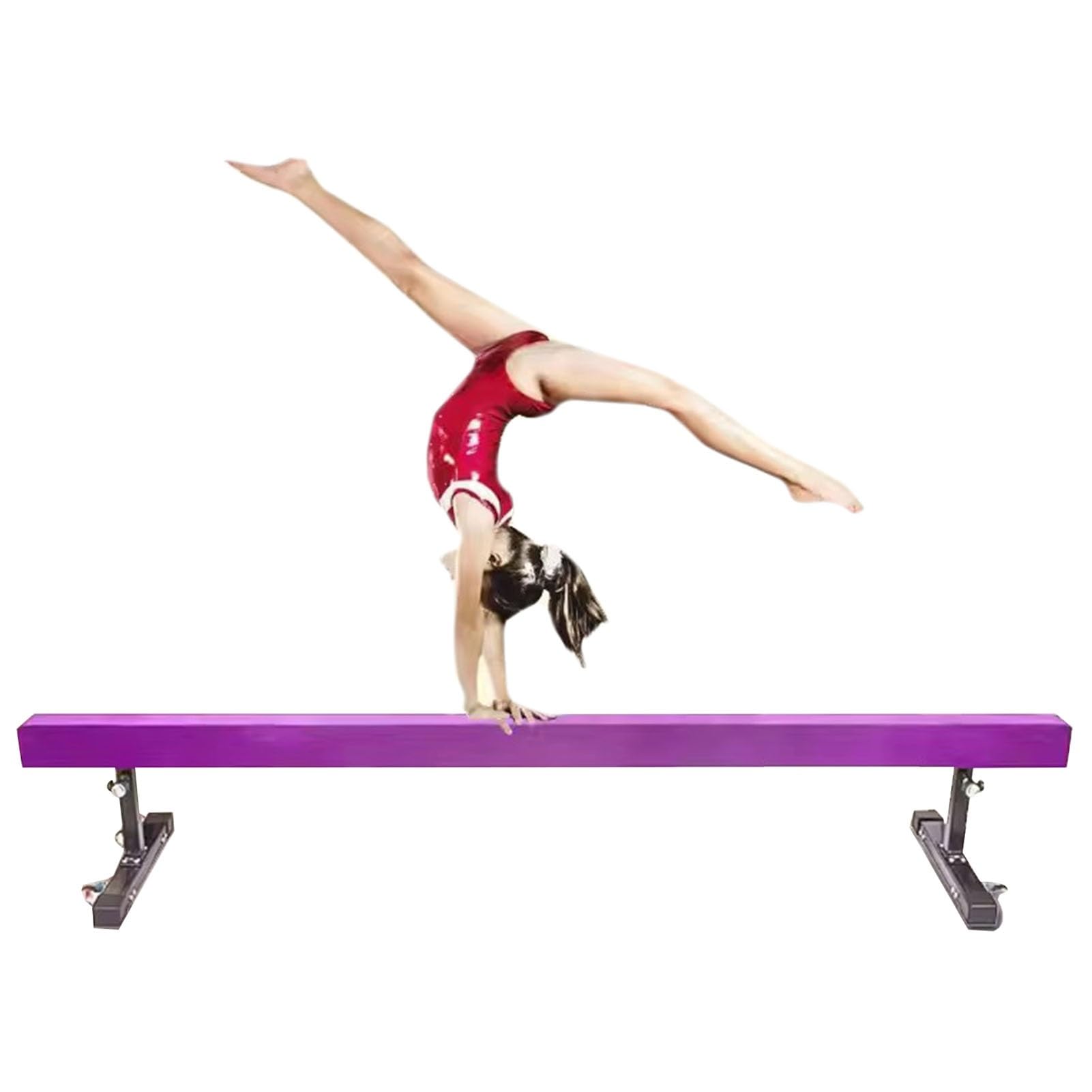 YXXSDP Adjustable Gymnastics Balance Beam, Professional Home Training Floor Beam/Gymnastics Equipment, High and Low Suede Cover Walking Beams, for School Gym Club(Purple,2.4m/7.9ft Long)
