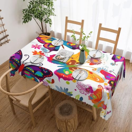 Nappe rectangulaire colorée fleurs papillons 137x183cm imperméable - 2