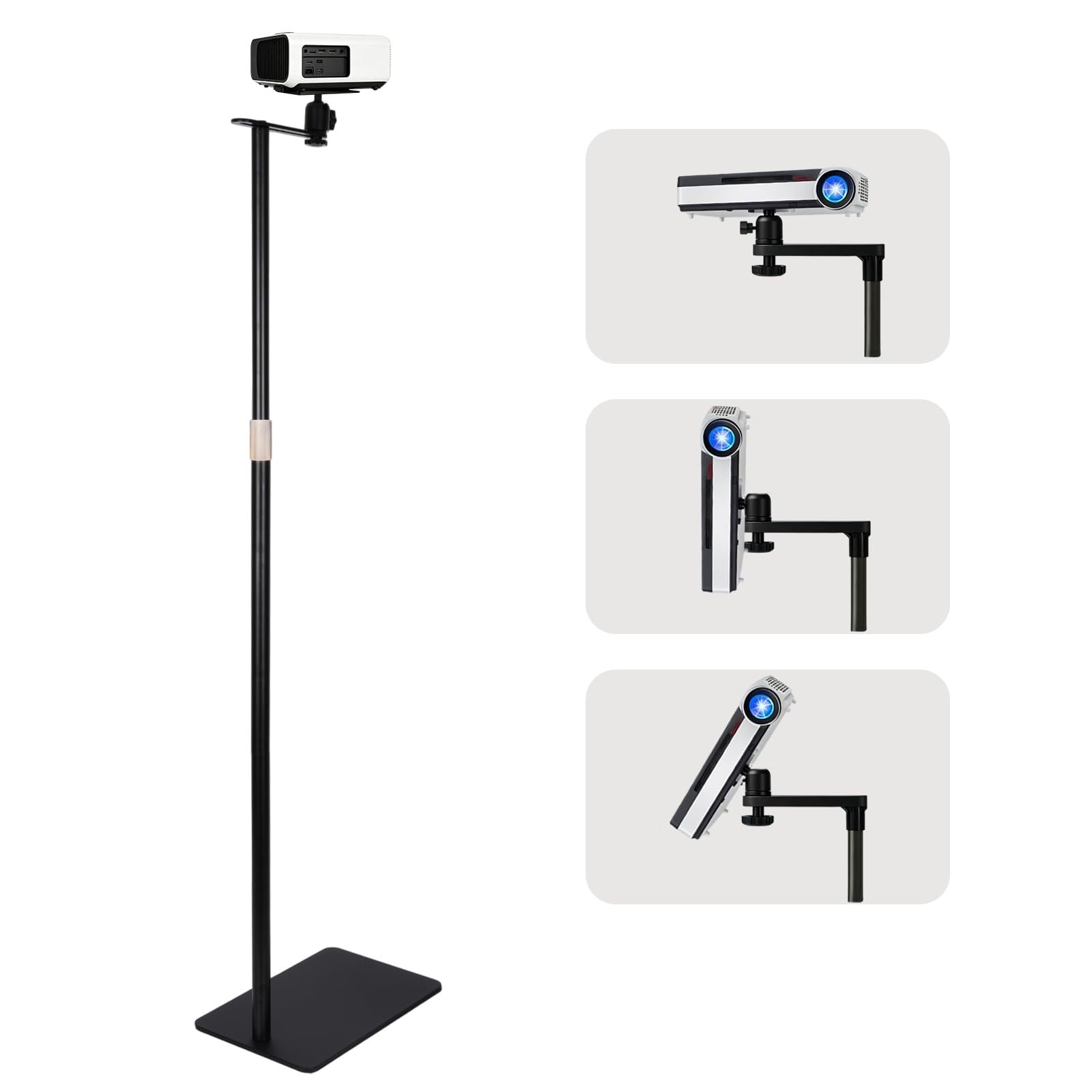 Soporte para proyector, soporte universal multifuncional giratorio de 360°,soporte de suelo oculto en forma de L, compatible con proyectores,cámaras y webcams para uso en oficinas y exteriores