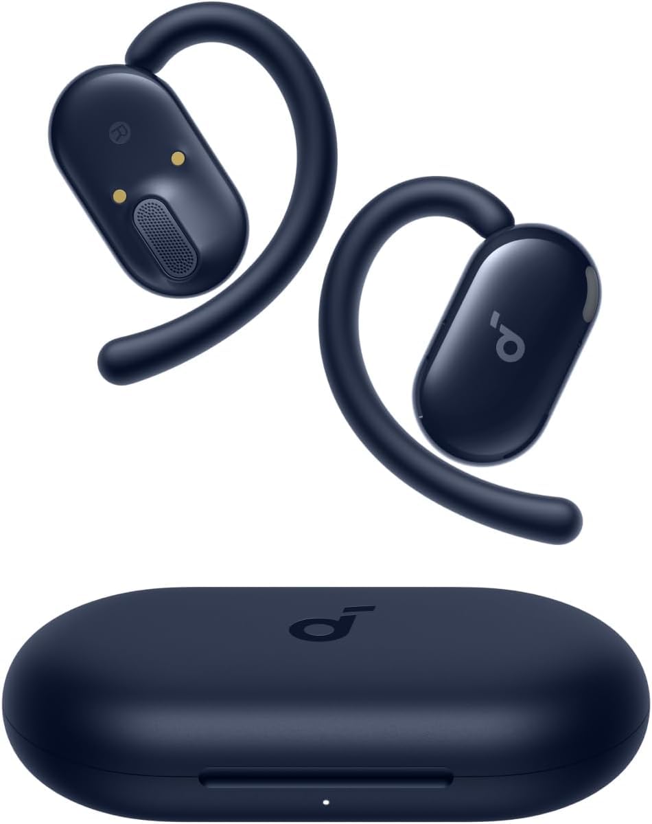 soundcore Anker V20i Open-Ear Headphones, Adjustable Ear Hooks, Noise-Free Calls, IP55, LED, 36 Hours Playtime, Bluetooth 5.4 Earbuds, Multipoint Connection (Refurbished)