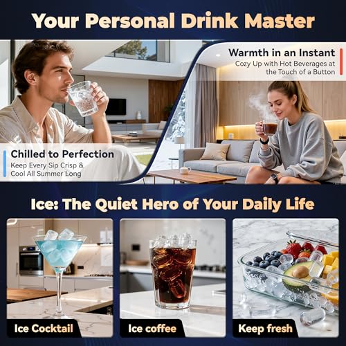 Image of Tehanld Water Dispenser with Ice Maker, 4-in-1 Top Loading Water Cooler with Hot, Cold & Room Temp Water, 35lbs /Day Fast Ice Making, Child Safety Lock, Fits 2-5 Gallon Bottles for Home & Office