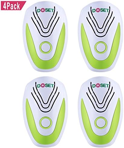 Doset Pest Control Ultrasonic Repeller, Electronic Plug In repellent indoor for Insects, Mosquitoes, Mice, Spiders, Ants, Rats, Roaches, Bugs, Non-toxic Eco-Friendly, Human & Pet Safe (4PC, Green)