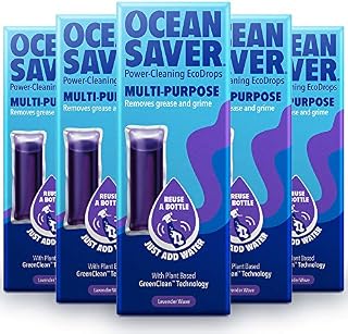 OceanSaver Multi-Purpose All Surface Cleaner, Lavender Eco Drop Refill, Eco Friendly All Purpose Cleaning Product for Cleaning Multiple Surfaces, Lavender Scented, Just Add Water  5 Pack