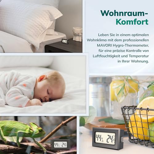 Mavori Thermo Hygrometer Mini Digital 5er Set für Temperatur und Luftfeuchtigkeit