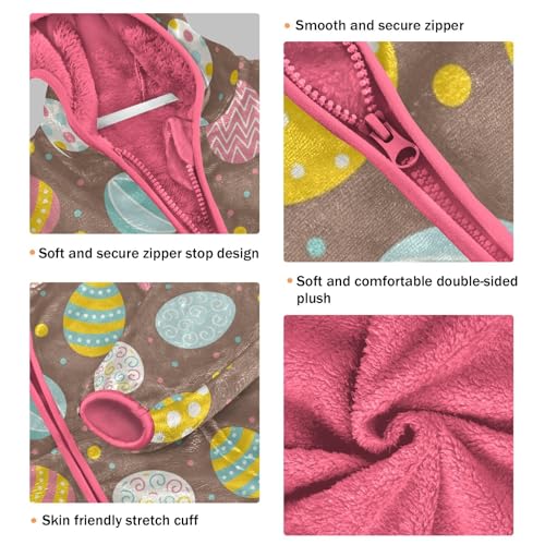 OTVEE Easter Seamless Colorful Eggs Kids Hoodie Jacket Fall Spring Full Zip Warm Outwear Coat3