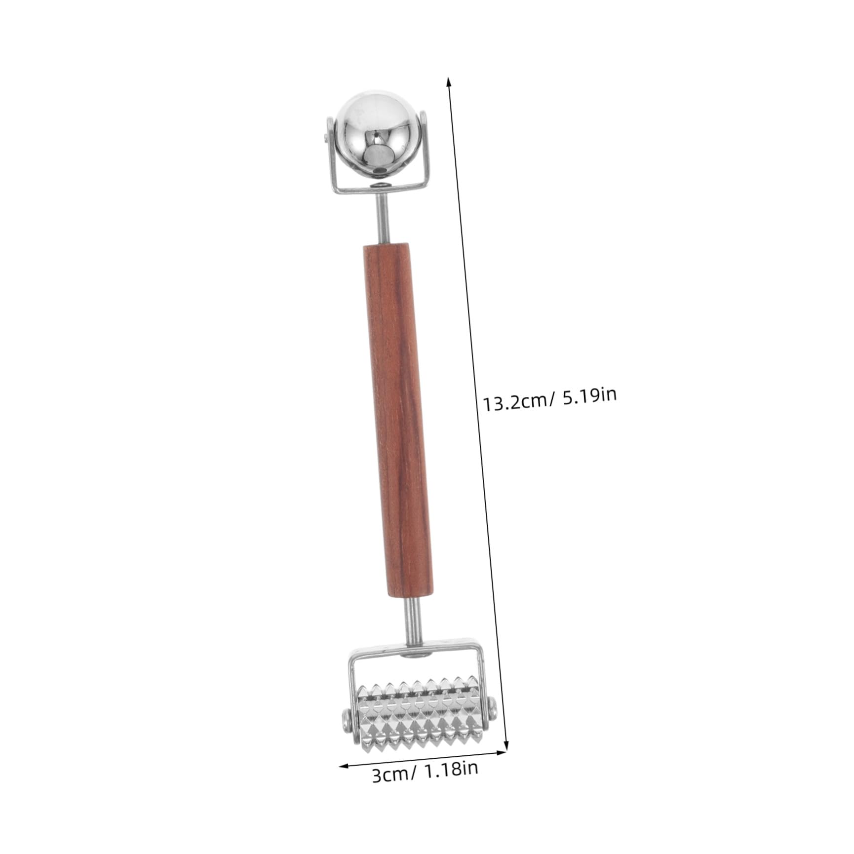 Massaggiatore Viso Manuale in Legno e Acciaio Inossidabile Design 3d Doppia Testa, Portatile e Rilassa Tensioni Muscolari per Cura della Pelle Viso e Collo