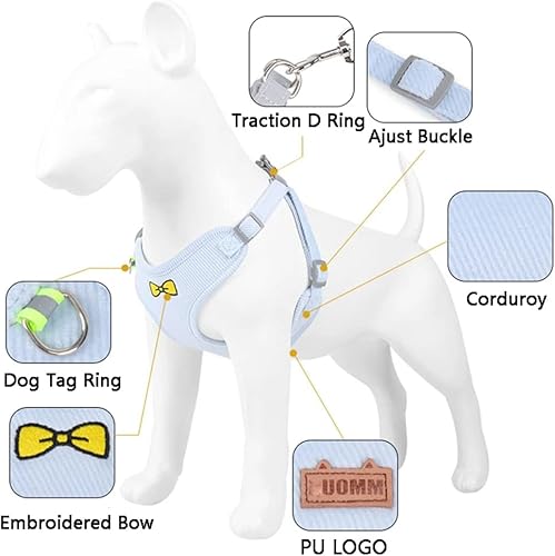 Miniatura 3 de Juego de arnés reflectante y correa para perro, ajustable, suave, lindo, sin tirones, chaleco para cachorros, para razas medianas, gatos, gatitos,