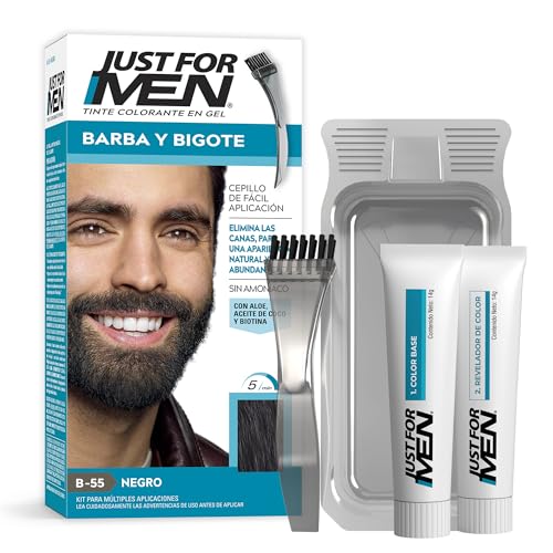 La mejor comparación de Colorante Negro de esta semana. 36 Just For Men Tinte Colorante en Gel para Barba y Bigote, Color Negro B55, Sin Amoníaco, Con Cepillo De Fácil Aplicación, 66ml