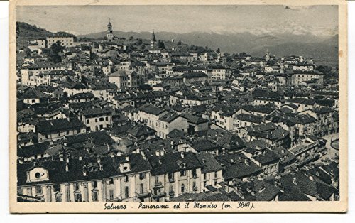 1933 Saluzzo Panorama ed il Monviso Guller Cuneo Lucca franc. Impero FP B/N VG Cartolina Postale