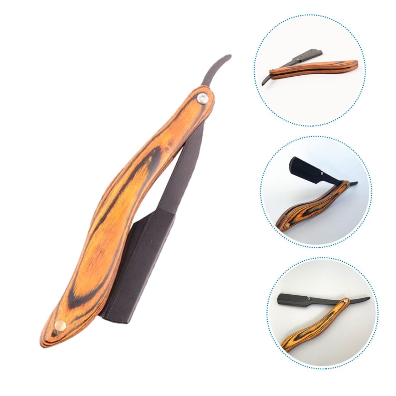 Beavorty 4 Pz rasoio Rasoio manuale con manico in legno rasoio da viaggio rasoio da rasoi da uomo Metallo porta coltello radersi coltello da barba viaggiare Di legno
