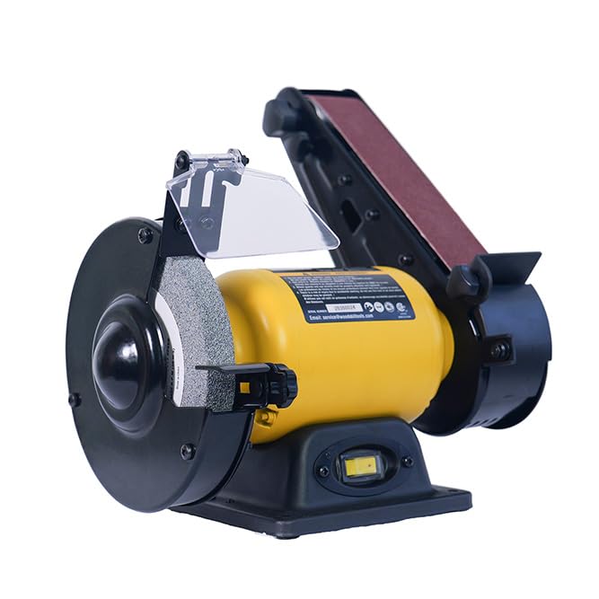 Woodskil High Speed Bench Grinder Belt Sander Combo, 2.5 A 6 Inch Bench Grinder with 2 x 27 Inch Belt Sander for Metal Grinding &amp; Wood Sanding, 2-in-1 Combo Tool for Home Workshop DIY