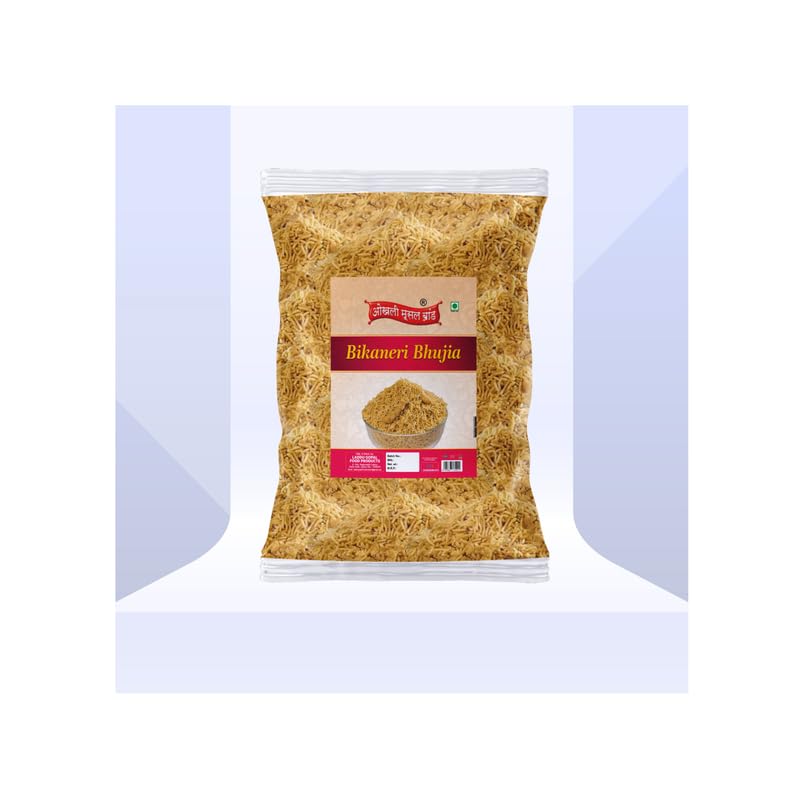 Image of OKHLI MUSAL BRAND Organic Bikaneri Bhujia Low Fat bikaneri bhujia sev Namkeen with Dew beans,gram flour and indian Spices | All time favourite indian snacks /Namkeen||Ready to eat Namken-850g*4Pack
