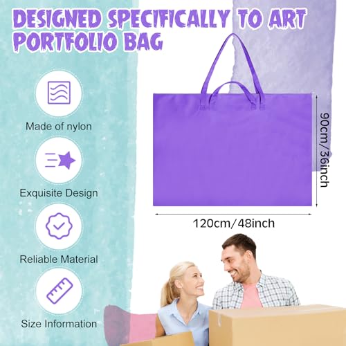 Image of Abbylike 1 Pcs 48 x 36 Inch Art Portfolio Bag Large Size Art Supply Bag with Nylon Shoulder Waterproof Poster Board Painting Drawing Sketch Storage Carry Case for Artwork Gift Supplies (Purple)