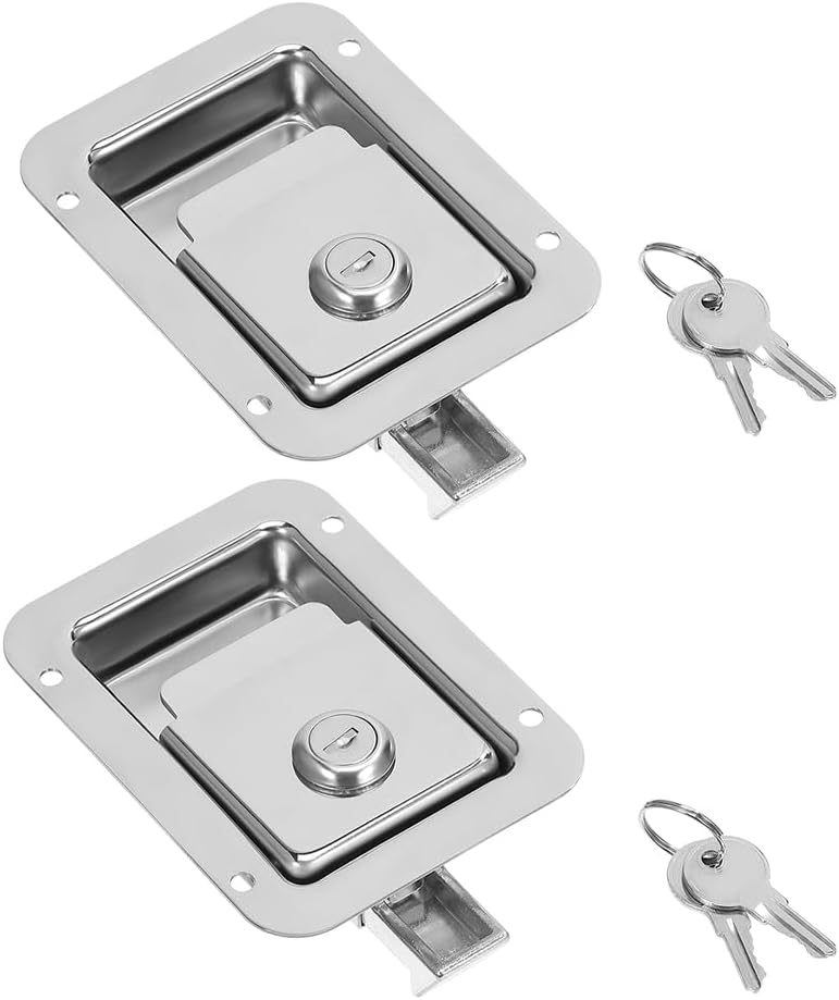 2 Sets Rv Door Lock: Flush Door Lock Handle Latch for Enclosed Trailer Toolbox Camper Truck Trunk - Noise-Reducing Design Easy Installation