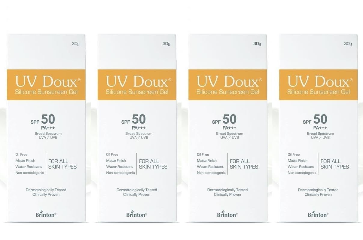 Brinton UV Doux Sunscreen Gel SPF 50 PA+++ | Broad Spectrum UVA & UVB | No White Cast | Benzene-Free | Dermatologist-Approved | Non-Comedogenic | Water-Resistant | 30 g x 4-image-20