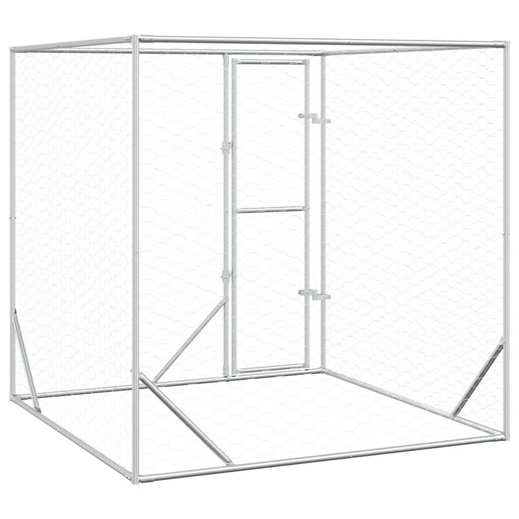 vidaXL Cuccia per Cani da Esterno Argento 2x2x2 m Acciaio Zincato