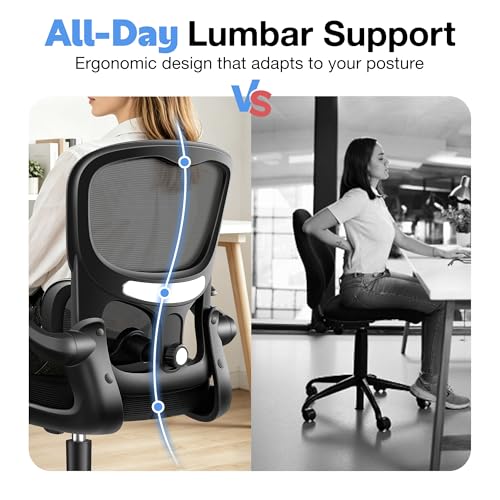 Image of ALLGOD Ergonomic Office Chair, Breathable Mesh Ergonomic Desk Chair with Adjustable Lumbar Support, Flip-up Armrests, Computer Chairs Comfortable for Home, Office, Work, 300lbs, Black (8Pack)