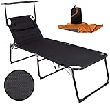 Aluminium Sonnenliege XXL klappbar mit Dach bis 150 kg Klappliege 5-Fach verstellbar