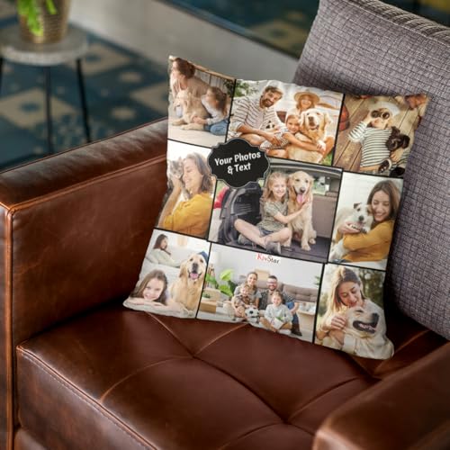Image of KivStar Personalized Photo Pillow with Name | Custom Cushion for Birthday, Anniversary & Valentine Gift | 12x12 Inch White Pillow