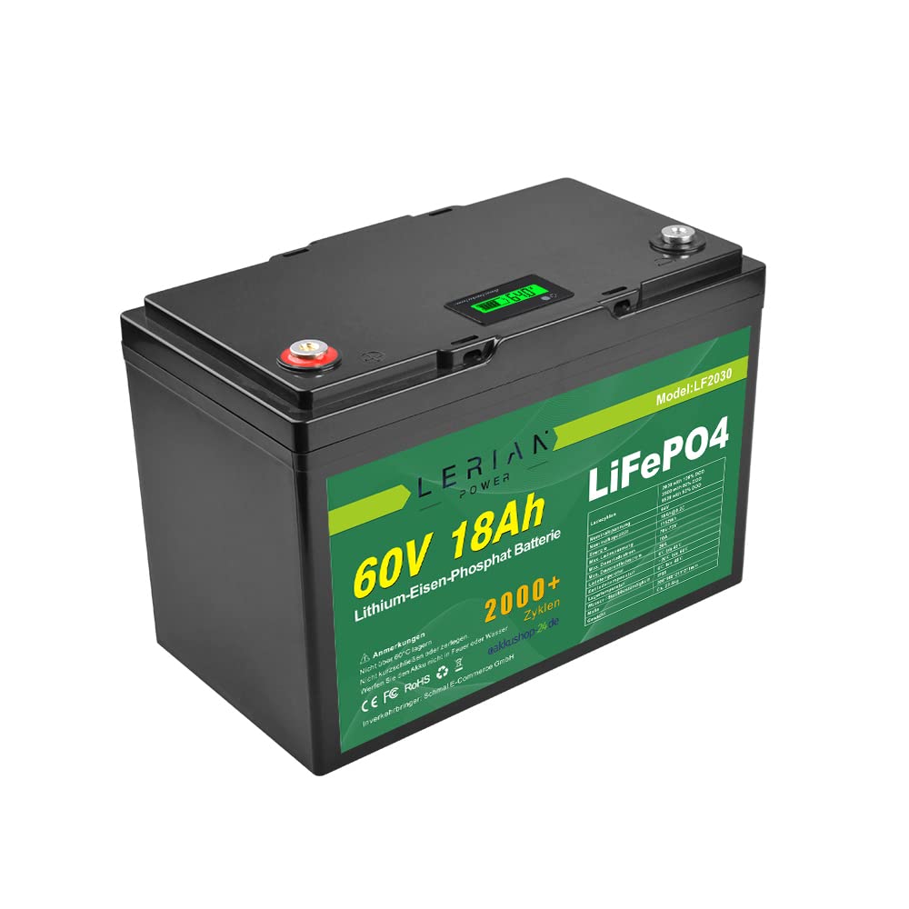 LiFePO4 - Batteria 60 V, 18 Ah, 20 A, 1080 Wh, al litio, per modellismo, campeggio, barca