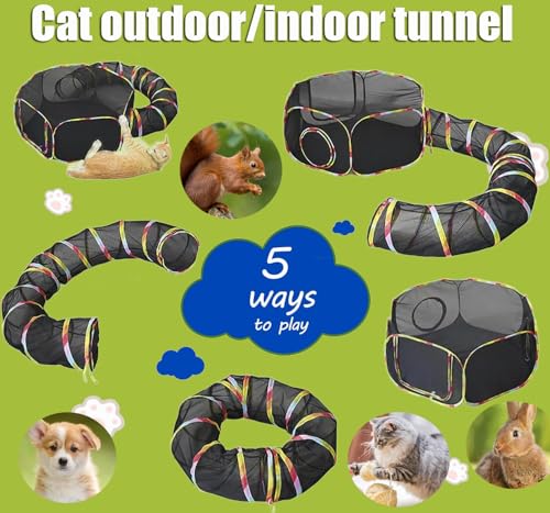 Túnel para gatos arcoíris y plegable para perros pequeños y conejos 6
