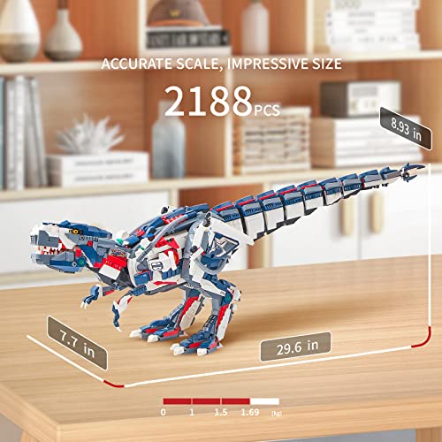 Chunbrommisam 2188 Piece Mechanical Dinosaur Building Kit, Build A Collectible Tyrannosaurus Rex Building Blocks Set, Jurassic T-Rex Gift -Top Dinosaur Toys & Creative Kits Present For Kids #TOP1