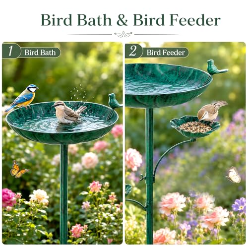 Image of Metal Bird Bath for Outside, Triple Birdbath Feeder Bowl for Outdoor