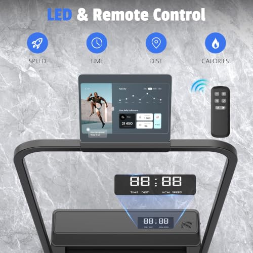 Walking Pad Treadmill for Home,Treadmills Under Desk with Handle Bar Foldable, Portable Caminadora Eléctrica para Casa, Small Mini Compact Exercise Equipment Office Space Running Black Chlorythm - image 2