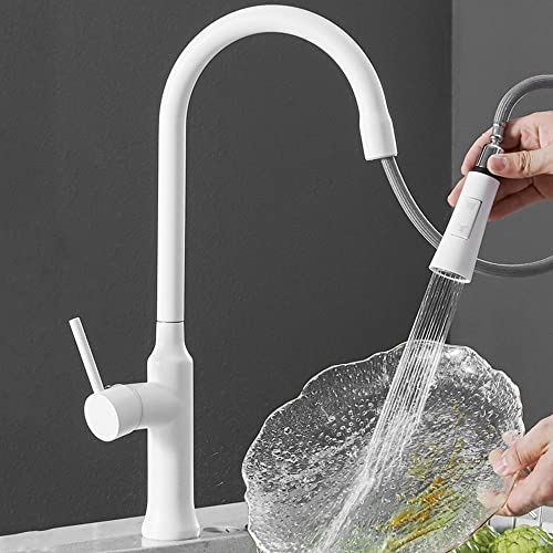 Pommeau de douche extractible pour mitigeur de cuisine blanc double mode