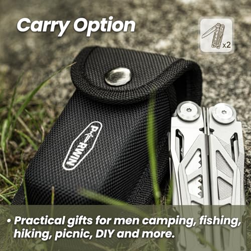 PERWIN Multitool, 17-in-1 Stainless Steel Multi Tool Pliers with Self-locking, Pocket Knife, Professional (EDC) Multi-tool for Outdoor, Survival, Camping and Hunting, Hiking, Simple Repair