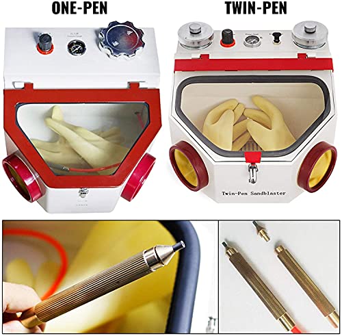 Eustoma Twin Double Pen Fine Sandblaster Lab Equipment 50W Sand Blaster Unit With Led Lamp（Metal Bottles） #TOP7