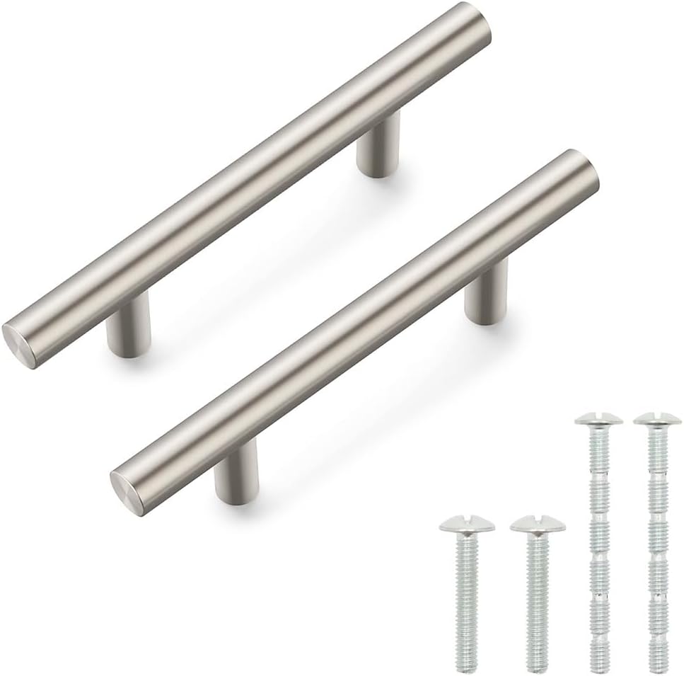 Home & Beyond 10 pcs Polished Nickel Cabinet Pulls 7.4" (188mm) Handle, 5" (128mm) Screw Spacing, Stainless Steel Kitchen Drawer Pulls Hardware, Dresser Drawer Handles, Brushed Nickel Cabinet Handles