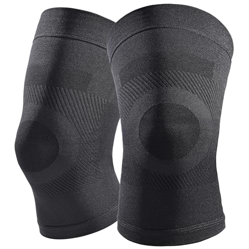 Knee Compression Sleeves, 1 Pair, Can Be Worn Under Pants, 20-30mmHg Strong Support Knee Brace for Unisex, Knee Support for Meniscus Tear, Arthritis, Pain Relief, Injury Recovery, Daily Wear, Black L