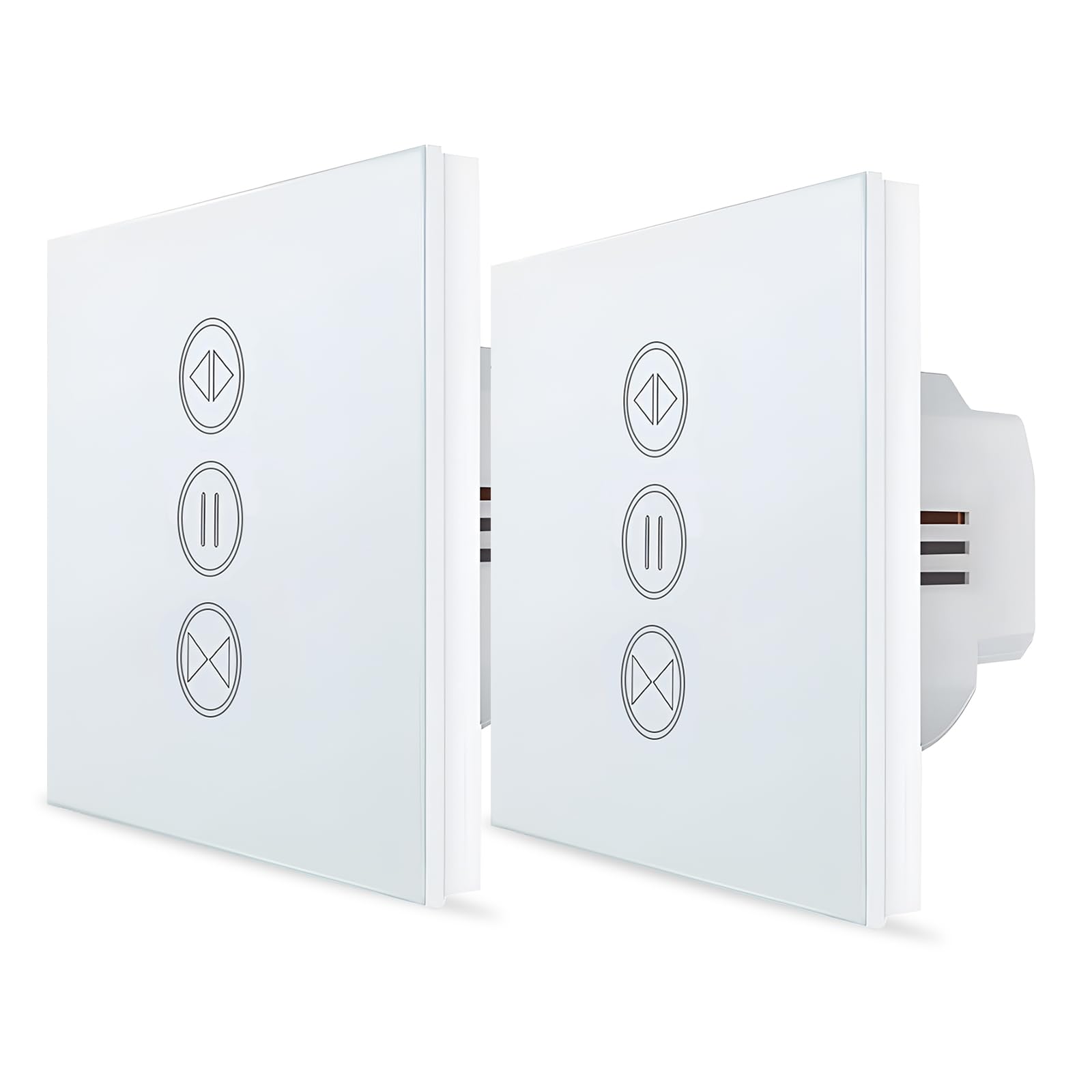 LoraTap Interruptor Persianas WiFi, Interruptor Táctil de Pared para Cortina Eléctrica, Control de Voz con Alexa Echo y Google Home, Interruptor Temporizador para Motor Tubular CA, 2 Piezas