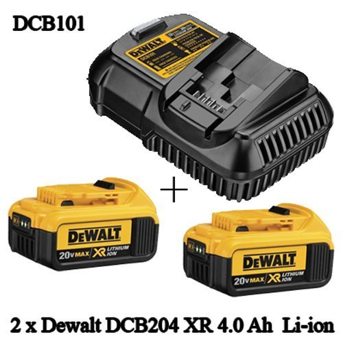 Buy Dewalt OEM (1) DCB101 / DCB107 Charger & (2) DCB204 4.0 Ah Premium