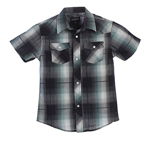 Image of Gioberti Boys Casual Western Plaid Pearl Snap-on Buttons Short Sleeve Shirt