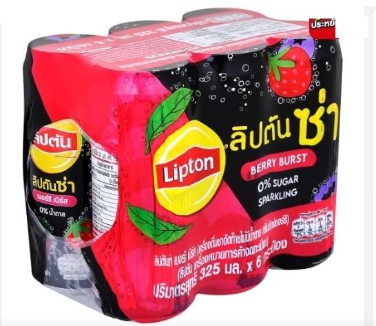 Lipton Berry Burst Sparkling Drink, 0% Sugar, 325ml X 6 Pack (Product Of UK)-image-24